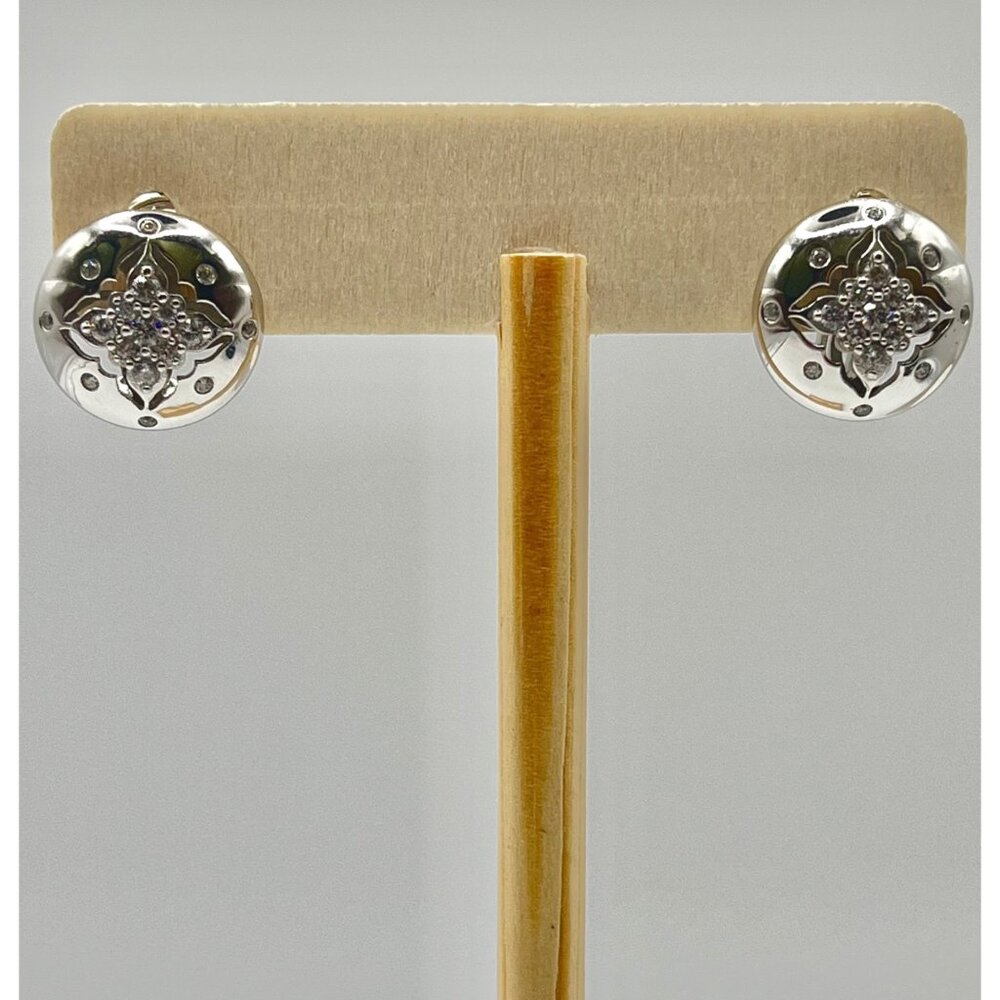 Epiphany 925 Sterling Silver CZ Circular Post Earrings Bohemian Classic